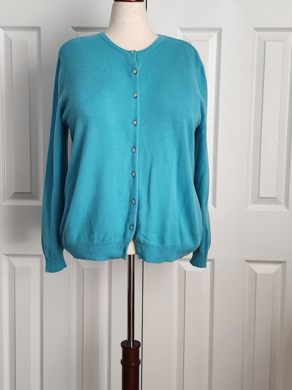 Lane Bryant Cashmere Classic Women's Turquoise Button-Front Sweater Cardigan 2x